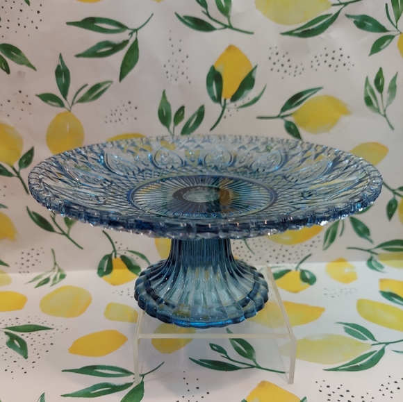 Anthropologie Other - Anthropologie Color-Cut Blue Glass Cake Stand